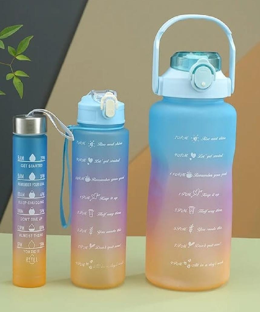 3-piece Set Of BPA-Free Water Bottles With Flip-Top Lids And Carrying Handles, Ideal For Outdoor Activities, Gym Workouts, And Hydration On The Go