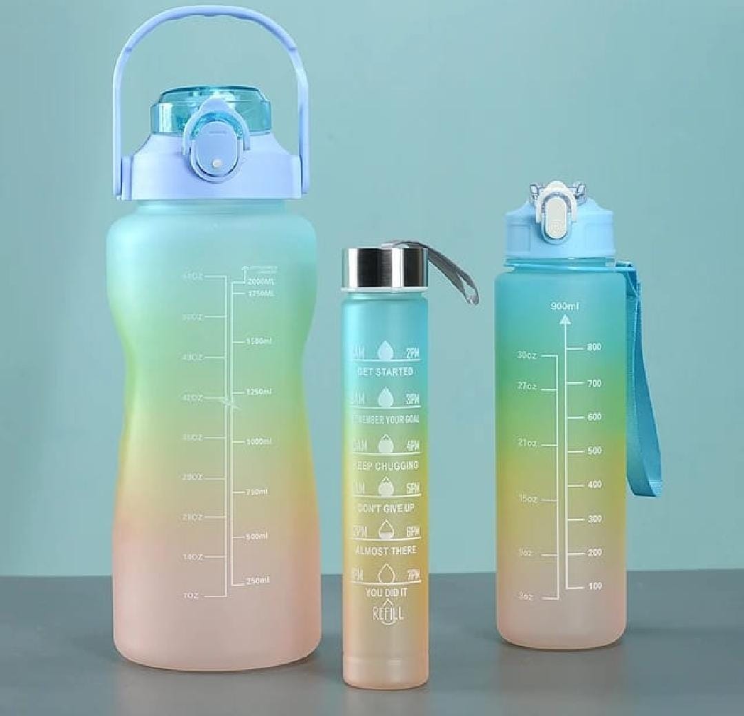3-piece Set Of BPA-Free Water Bottles With Flip-Top Lids And Carrying Handles, Ideal For Outdoor Activities, Gym Workouts, And Hydration On The Go