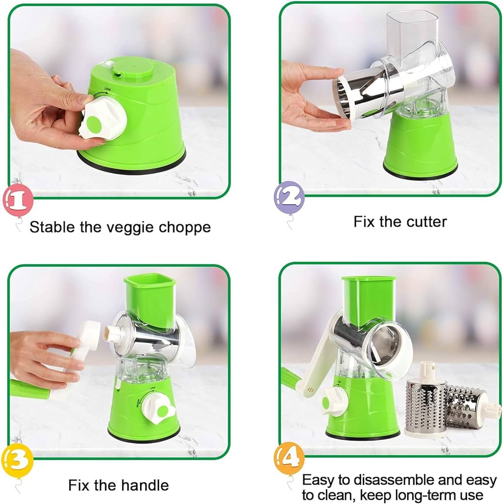 3-in-1 Rotary Shredder For Cucumber, Nut, Potato, And Cheese.