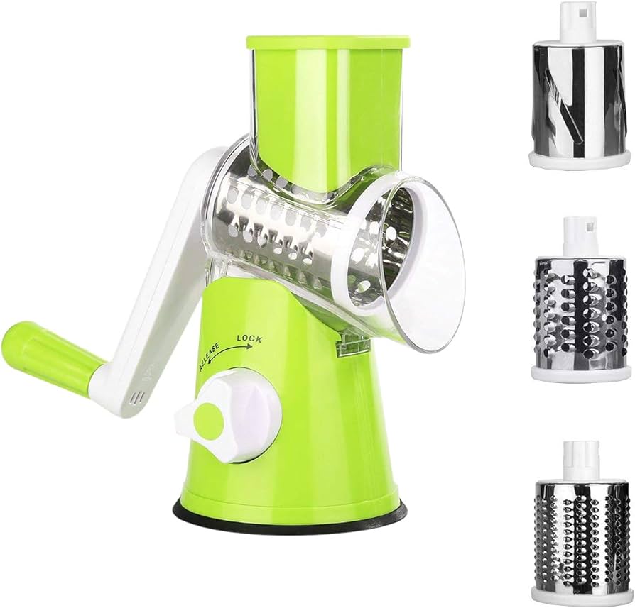 3-in-1 Rotary Shredder For Cucumber, Nut, Potato, And Cheese.