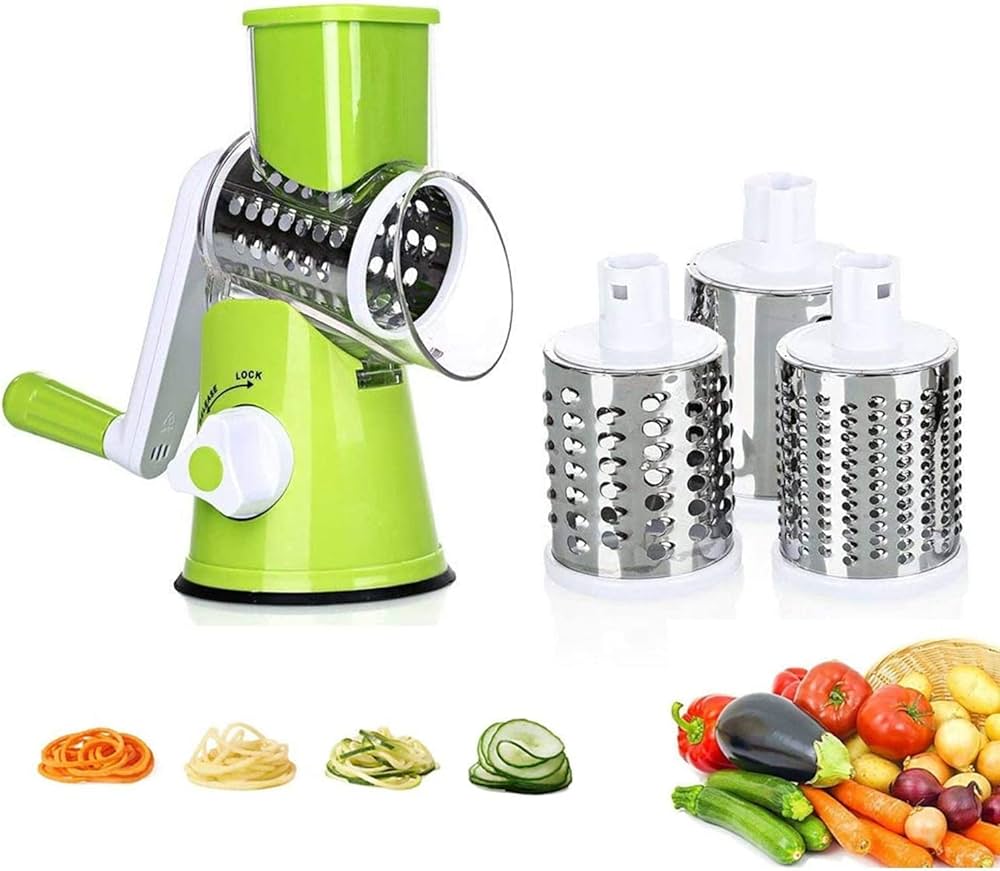 3-in-1 Rotary Shredder For Cucumber, Nut, Potato, And Cheese.