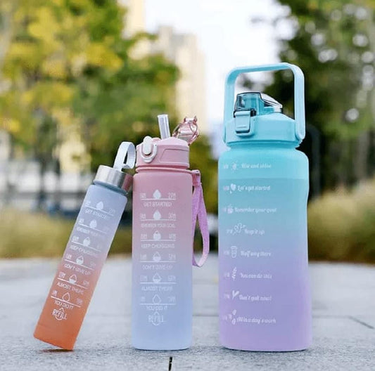 3-piece Set Of BPA-Free Water Bottles With Flip-Top Lids And Carrying Handles, Ideal For Outdoor Activities, Gym Workouts, And Hydration On The Go