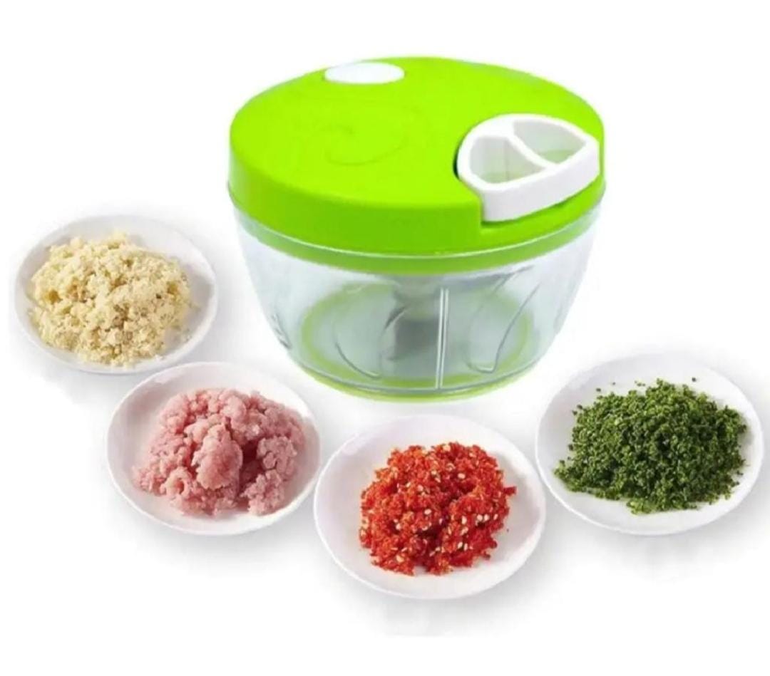 Mini Hand Pull Chopper - 3 Blade Spin Cutter Fruits And Vegetable Chopper.