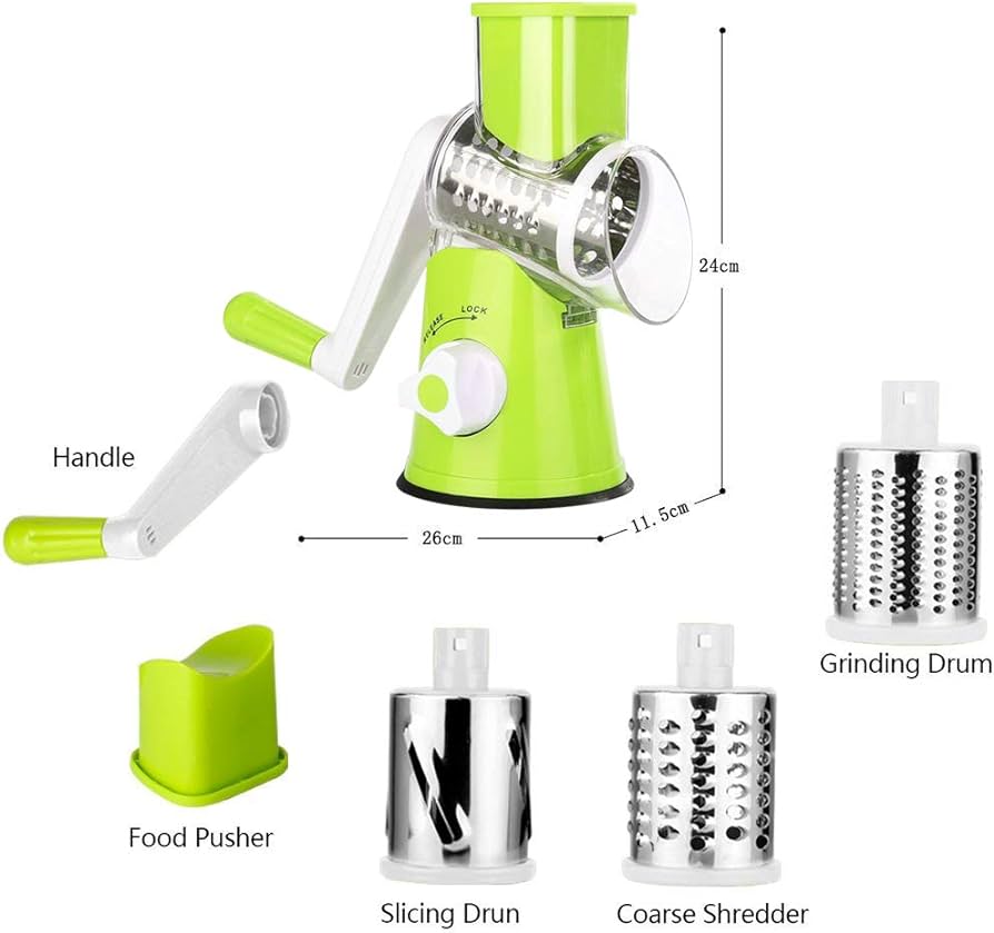 3-in-1 Rotary Shredder For Cucumber, Nut, Potato, And Cheese.