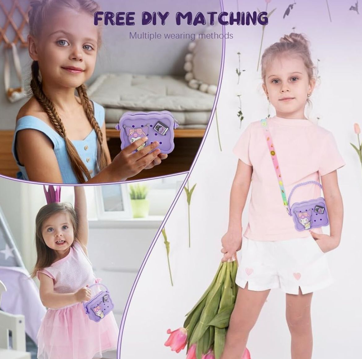 3D Kids Silicone Bags with Long Strap